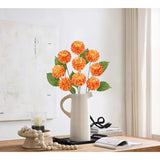 27.6" Orange Artificial Dahlia Flowers 3Pcs Fake Roses Bouquet Ball Dahlia Flower Arrangement Faux Pincushion Flower With 3 Heads Long Stem For Centerpiece Home Decor