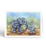 Happy Mothers Day Card, Elephant Mom And Kid Cards, Cute Quilling Art For Birthday, Love Mom Dad, Animal Themed, Greeting Card With Envelope (Elephant)