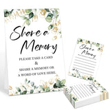 Share A Memory Cards For Celebration Of Life Decorations Ideas - 30 Greenery Memorial Cards And 1 Sign, Guest Book Alternative For Funeral Graduation Wedding Bridal Shower Anniversary Retirement