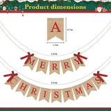 Merry Christmas Banner Xmas Burlap Bunting Garland Christmas Decorations For Fireplace Chimney Wall Tree Party Indoor Outdoor Party Office Classroom(Flaxen)