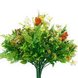 9-Bundle Multi-Species Realistic Faux Plants Artificial Flowers For Outdoors Planters, Fake Mums For Outside, Uv-Resistant For All Weather (Orange & Yellow, 9)