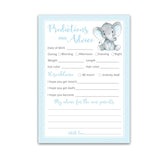 Blue Elephant Prediction And Advice Cards - Pack Of 25 - Boy Baby Shower Games, New Parents, Mom & Dad To Be, Mommy & Daddy Message, Couples Coed Shower Activity Keepsake Book Blue Polka Dot G501-Pdav