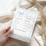 Baby Shower Predictions And Advice Cards For New Parents, Baby Shower Game For Girl Boy, 25 Pack Double-Side Gender Neutral Games, Blue Bow-F09