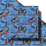 Video Game Birthday Wrapping Paper Roll For Boys, Mini Roll, Blue Game Controller Pattern And Gamer Text Gift Wrap Paper For Birthday, Game Party, Holiday, 17 Inches X 16.4 Feet