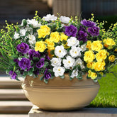 12Pcs Artificial Flowers For Outdoor Fake Silk Camellia Uv Resistant Realistic Eucalyptus Leaves Fake Grass Greenery For Front Door Porch Planter Pot Patio Balcony Decor(Classic)