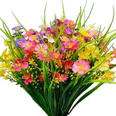 12 Bundles Artificial Flowers For Outdoor: Uv Resistant Faux Silk Wildflowers Daisy, Colorful Plastic Fake Plants For Outside Planter Porch Window Box Garden Decor In Spring Summer