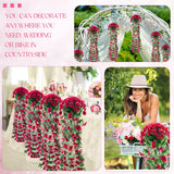 4 Pack Violet Hanging Flowers Artificial Decor 5 Petal Silk Violet Simulation Hanging Plant Faux Royal Artificial Orchid For Home Garden Wedding Indoor Outdoor(Rose Red)