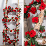 10 Pcs 82 Ft Artificial Red Flower Garland, Fake Hanging Flower Vines Wine Red Rose With Green Leaves, Faux Silk Flower For Backdrop Decoration Tea Party Wedding Birthday Anniversary Bedroom