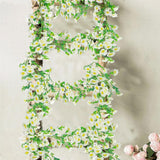 Artificial Daisy Flowers Vine Silk Wildflower Garland Spring Fake Flower Vine Hanging Ivy White Daisy Flowers Green Leaves For Wall Party Wedding Arch Floral Decor Home Indoor Outdoor Ceremony