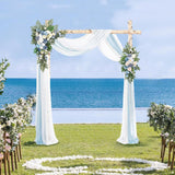 Wedding Arch Flowers With Drapes Kit (Pack Of 4), 2Pcs Artificial Flower Arrangement With Draping Fabric Light Blue Floral Swag For Wedding Ceremony Arbor And Reception Backdrop Decoration