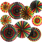 9 Pcs Juneteenth Kente Paper Fans Black History Month Decor,Classic