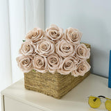15Pcs Fake Roses Artificial Silk Flowers Nude Faux Rose Flower Long Stems Bouquet For Arrangement Wedding Centerpiece Party Home Kitchen Decor (Vase Is Not Invluded)