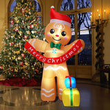 8.4 Ft Christmas Inflatables Gingerbread Man With Gift Boxes, Led Inflatable Decoration For Outdoor Indoor Holiday Yard