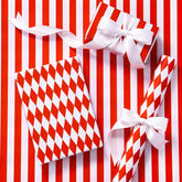 Reversible Wrapping Paper Roll, Mini Roll, Red And White Stripes And Diamond Pattern, Holiday Gift Wrap For Christmas, Valentine'S Day, Birthday, Wedding, Baby Shower, 17 Inches X 16.4 Feet