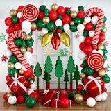 Balloons 152Pcs Garland Kit For Christmas, Red, White, Green, Gold, Candy Cane, Gift Box, Light Bulb Foil Balloons, Decorations, Party Supplies