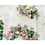 Bird Of Paradise Artificial Plant Combo Palm Leaves,Faux Bird Of Paradise Plant With Artificial Palm Leaves For Wedding Garden Office Home Indoor And Outdoor Decor(Pink)