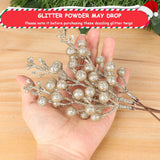 36Pcs Christmas Glitter Berries Stems, 9.5 Inch Artificial Christmas Tree Picks For Christmas Tree Decorations Ornaments Diy Crafts Vases Holiday Wedding Home Xmas Decor(Champagne)