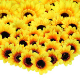 150 Pieces Fake Sunflower Artificial Silk Sunflower Heads Faux Flowers Decoration Yellow Floral Arrangements For Craft Home Party Wedding Decor, 1.57 Inch, 2.75 Inch, 3.5 Inch, 5.1 Inch