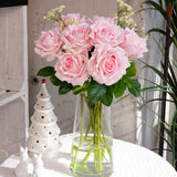 6 Pcs Silk Real Touch Latex Roses, Artificial Single Stem Big Bloom Faux Roses For Home Party Office Wedding Indoor Decor, Floral Arrangements, Table Centerpieces