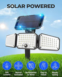 Solar Flood Light 500 Lumen Outdoor LED Security Light with Motion Sensor 360 Degree 3 Panel Design