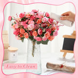 16 Pcs Rose Artificial Flowers Fake Flowers Bouquet 21 Heads Silk Faux Floral Bundles With Stem For Home Bridal Wedding Arrangements Table Centerpieces Party Decor (Pink)