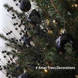 12 Pcs Artificial Glitter Berry, Black Glitter Picks Artificial Berries Stems For Christmas Ornaments Fake Stem Decorative Sticks For Vases Tall Diy Wreath Halloween Decor