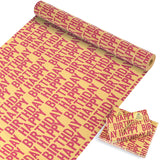 Birthday Wrapping Paper Roll, Red And Brown Kraft Happy Birthday Wrapping Paper Jumbo Roll, Gift Wrap Paper Set For Men Women Boys Girls, 17X590 Inch (70 Sq. Ft.)