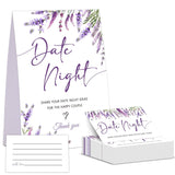 Lavender Purple Date Night Game, Date Night Ideas Sign With 50 Cards, Bridal Shower Game, Modern Bridal Shower Decorations, Wedding Date Night Advice - 09