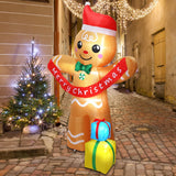 8.4 Ft Christmas Inflatables Gingerbread Man With Gift Boxes, Led Inflatable Decoration For Outdoor Indoor Holiday Yard