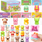 Valentines Day Cards For Kids School - 24 Pack Valentines Day Gifts, Slow Rising Animal Squeeze Toys For Classroom Exchange For Boys Girls 3+ Years Old