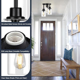 3 Light Black Semi Flush Mount Ceiling Light with Clear Glass Shades Modern Fixture