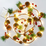 Pine Cone Christmas String Lights, Total 6.5Ft 20Led Battery Operated Christmas Garland With Red Berry Pine Cone Fairy S