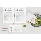Who Knows The Bride Best Game, Bridal Shower Questionnaire Cards, Minimalist Wedding Game, How Well Do You Know The Bride, Bridal Shower Games, Bachelorette Party Games -Wktb04