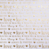 Wrapping Paper Roll, Bridal Shower Gift Wrap, Mini Roll, 17 Inches X 16.5 Feet, White And Gold Foil Love Design For Wedding, Anniversary, Engagement