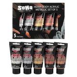 Heavy Body Acrylic Paint - Set Of 5-75Ml - Metallic - Thick, Rich Color, Excellent Coverage, Professional Quality - Artists Acrylic Paint