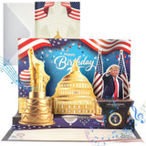 Birthday Card, Talking Donald President Greeting Cards With Real Voice Message & Light For Men And Women, Parents, Couples (Birthday -Golden Freedom)