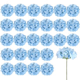 26 Pieces Hydrangea Artificial Flowers Silk Hydrangea Flowers Artificial Flowers Heads With Stems For Home Wedding Party Decorations (Blue)
