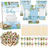 321 Pcs Fishing Don'T Say Baby Shower Game Supplies For Boys Include 50 Activity Cards 1 Don'T Say Baby Sign 50 Clothespins 20 Pencils For Price Is Right Prediction Bingo Game Party Decor