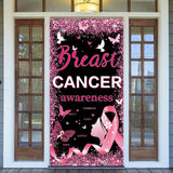 Breast Cancer Awareness Door Decorations Breast Cancer Awareness Banner Breast Cancer Awarenesss Door Banner for October Breast Cancer Month Party Decorations, 71 x 35 Inch (BLACK)