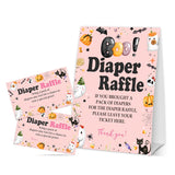 Halloween Baby Shower Games - 50 Diaper Raffle Tickets + 1 Self-Standing Sign - Diaper Raffle Party Game Sets For Baby Announcement Gender Reveal Decorations - B07