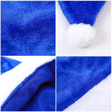 6 Pack Blue Santa Hats With White Cuffs, Short Plush Fabric Christmas Hats For Xmas Party Supplies