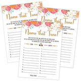 Boho Floral Name That Tune Game, Pack Of 30 Game Cards, Baby Shower Games, Gender Neutral Boy Or Girl, Fun Baby Games And Activity - Gn30