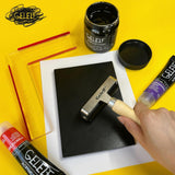 Acrylic Paint For Gel Plate Printing Perfect Transfer Acrylic Paint Gel Printing Supplies, Lamp Black, Opaque 280Ml, 9.5-Oz