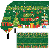 3 Pack Christmas Birthday Tablecloth Disposable Xmas Happy Birthday Table Cover For Merry Christmas Party Supplies, 54 X 108 Inch