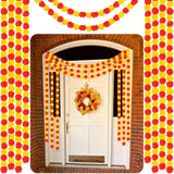 10 Pcs 5 Ft Marigold Garland Diwali Marigold Garlands Decoration Indian Flowers For Decoration Artificial Flowers For Day Of The Dead Altar Wedding Party,Red And Yellow