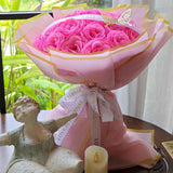 Pink Glitter Rose Valentines Flower Bouquet Gifts For Women Mom Grandma Wife - Diy 24Pcs Eternal Roses Bouquet With Butterfly - Forever Rose Flower Gift For Birthday Anniversary Wedding Graduation