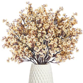 15 Pcs Artificial Flowers Baby Breath Faux Champagne Artificial Gypsophila Bouquet Fake Silk Flowers Real Touch For Home Office Kitchen Wedding Wall Diy Room Farmhouse Décor