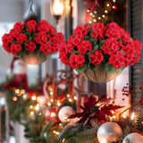 6 Pcs Artificial Geranium Flowers For Outdoors Geranium Silk Red Flower Outdoor Uv Resistant Garden Plants Faux Flowers For Christmas Home Kitchen Table Centerpieces Decor (6, Red)