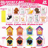 48 Pcs Dog Valentine'S Day Gifts Card And Dog Cat Resin Figurines Miniature Puppy Heart Greeting Card For Valentine Party Favors Exchange Prizes Gifts (Novel)