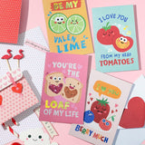 Valentines Day Cards For Kids School, 30-Pack Food-Themed Funny Valentine'S Exchange Cards For Classroom With Gold Foil And Emboss Details, 4 X 6 Inches, Illustrated Inside, Envelopes Included